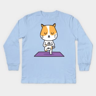 Yoga Cat Kids Long Sleeve T-Shirt